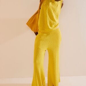 Free People Brown Knit Wide Leg Pants & Jumpsuit Set